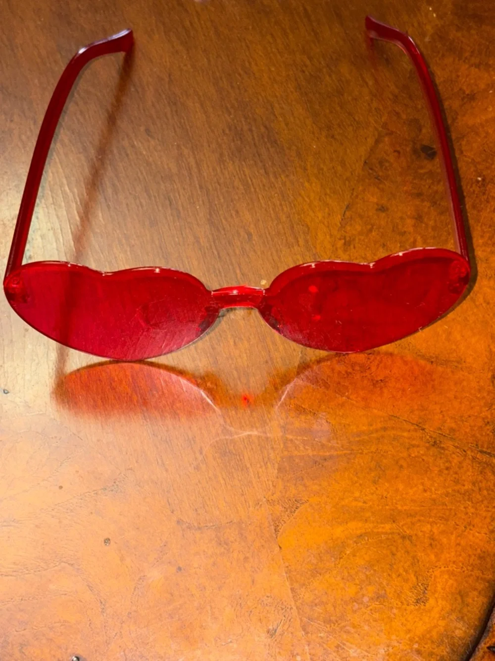 Transparent Red Heart-Shaped Novelty Sunglasses